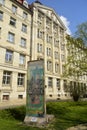 Fragment of the Berlin Wall placed near the Runde Ecke building in Leipzig Royalty Free Stock Photo